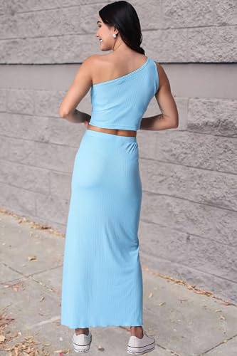 Image of POPWINGS Casual Solid Top and Skirt Co-Ord Set for Women | Stylish Western Co-Ord Set for Women | Crop Top and Long Slit Skirt Set for Women