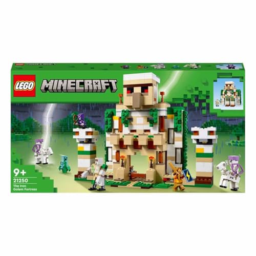 Image of LEGO 21250 Minecraft Iron Golem Fortress, Castle Architectural Blocks Toy That Turns Into A Large Figure, With 7 Minifigures Such As 2 Knights, Iron Golem And Creeper, Gift Idea For Children, 868 Pcs