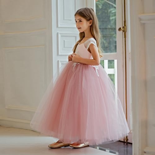 Flower Girl Dress Butterfly Embroidery Tulle Elegant Fancy Satin Formal Holiday Communion Party Pageant Gown4