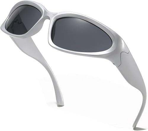 Miniatura 8 de aisswzber Wrap Around Sports Sunglasses for Men Women Fashion Oval Thick Frame Lightweight Durable Plastic for Outdoor UV400