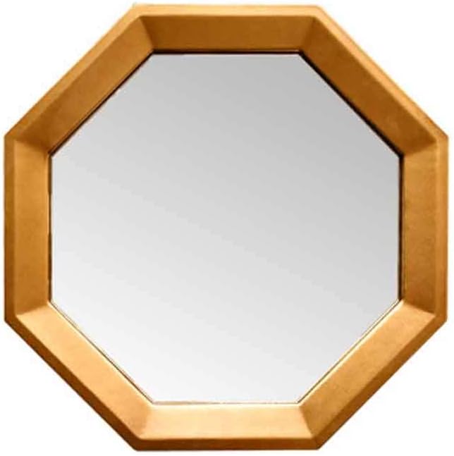 Wall Mount Vanity Mirror Wooden Frame Octagon Hanging Mirror Nordic Simple Shaving/Make Up Mirror for Bathroom Dressing Room Bedroom (50X50cm)