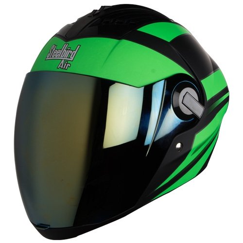 Steelbird Helmet SBA2 STREAK Glossy Black/Green Golden Visor Large 600