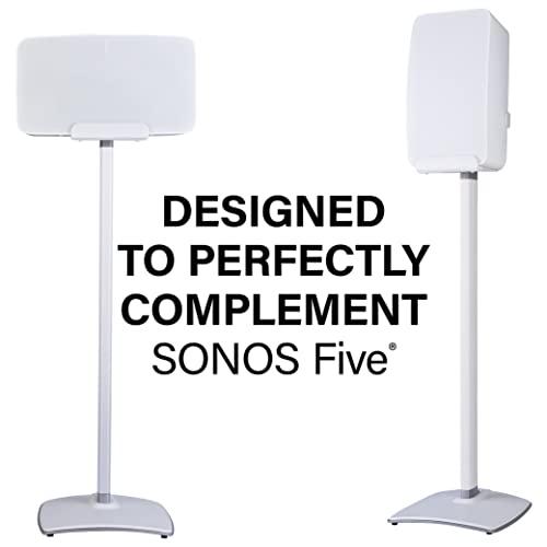Sanus Wireless Speaker Stand For Sonos Five And Sonos Play:5 - Audio Enhancing Design For Vertical & Horizontal Audio With Built-In Cable Management & Premium Alloy Materials Wss52-W2 (White) #TOP1