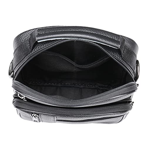 Hebetag Leather Shoulder Handbag Messenger Bag for Men Outdoor Travel Business Crossbody Pack Pouch Camping Casual Daypack Pocket Black by Hebetag - Used condition - Image 4