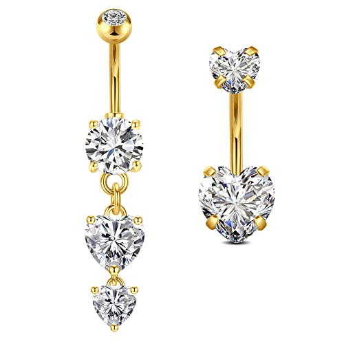 Vcmart 2 Piezas Piercing del Ombligo 10 mm corazón Acero quirúrgi...
