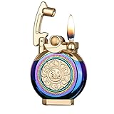 WHYUNM26 Metal Antique Lighter Kerosene Inflatable Lighter Soft Flame Lighter Reusable Windproof Trench Cigarette Lighter for Collection/Gift/Present,Coloured