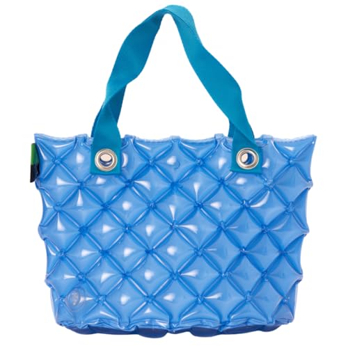 inflatDecor Neon Handbag for Women – Inflatable Puffer Tote Bag with Diamond Pattern – Lightweight Waterproof Beach Bag