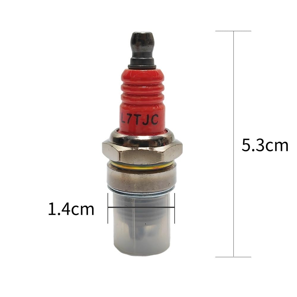 Lot de 2 bougies d'allumage tripolaire L7TJC haute, compatibles avec tronçonneuses, débroussailleuses et autres outils de jardin motorisés.