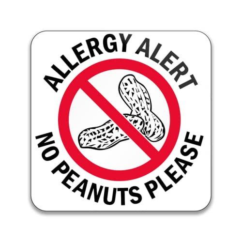 Gift Insanity Pink Peanut Allergy Alert No Peanuts Please Pack Of 10 Square Stickers - 55Mm X 55Mm