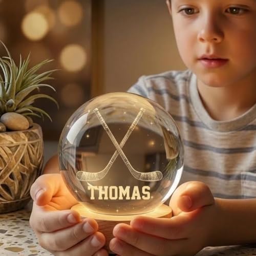 Image of Personalized Golf Crest Crystal Ball Night Light, Custom Golfer Name LED Lamp, Golf Dad Gift, Sports Keepsake Decor