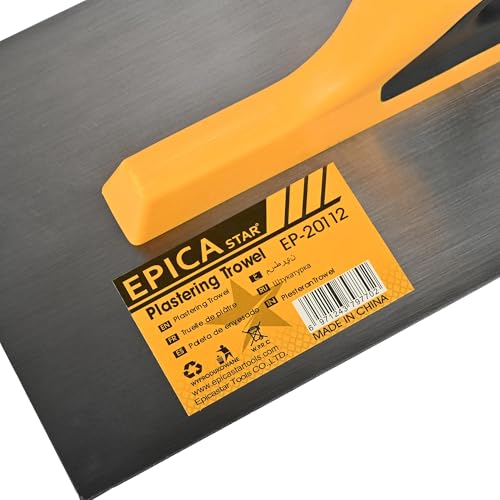 Image of Plastering Trowel - Professional Finishing Tool for Smooth Plaster, Cement, and Drywall Application - Durable Stainless Steel Blade with Comfortable Grip Handle, and DIY Projects.