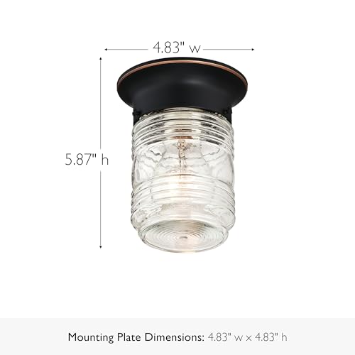 Image of Design House Jelly Jar Ceiling Light, Indoor /Outdoor, Flush Mount, Dimmable, Uses (1) 60W Bulb, Oil Rubbed Bronze, 4.8 in Diameter x 5.9 in H, 587238