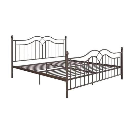 DHP Tokyo Metal Platform Bed with Classic Finial Post Headboard and Footboard, Underbed Storage Space, No Box Spring Needed, King, Bronze