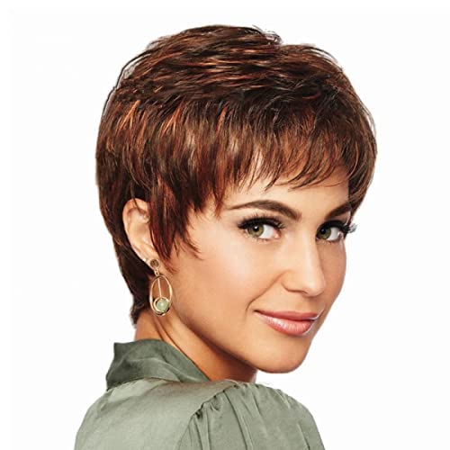 Perruque Pixie Cut pour femme - Cheveux courts mélangés de couleurs - Aspect naturel moelleux - Convient à tous les tons de peau, usage quotidien et costume