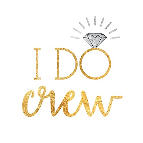 I DO CREW set of 25 premium wedding inspired waterproof temporary metallic gold and silver jewelry foil Flash Tattoos – party favors, wedding, bridal shower, bride, bachelorette party