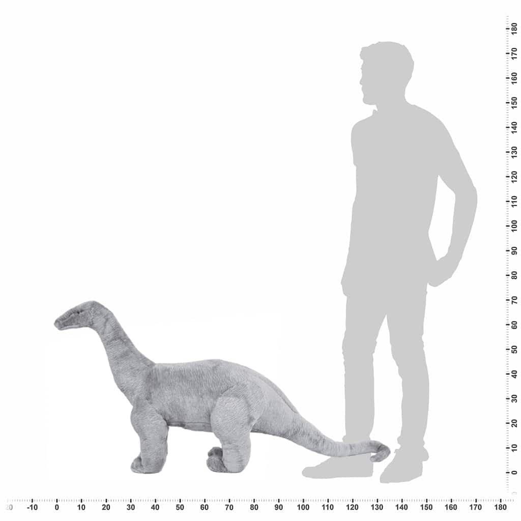 Plüschtier Brachiosaurus Stehend XXL grau aus weichem Plüsch mit Stahlrahmen 138x58 cm belastbar bis 100 kg als Kuscheltier Sitzspielzeug Kinderzimmer Geschenk