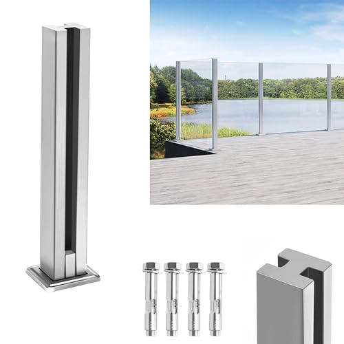 CEEDIR Soporte de acero inoxidable para barandilla, poste de cristal, abrazadera de cristal, sistema de barandilla de cristal, abrazadera para balcón, terraza, piscina al aire libre, cubierta