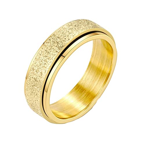 KnBoB Bague Acier Femme 6MM Bague Tournante Mat Or Bagues Bijoux Rotative Anti-Stress Taille 52
