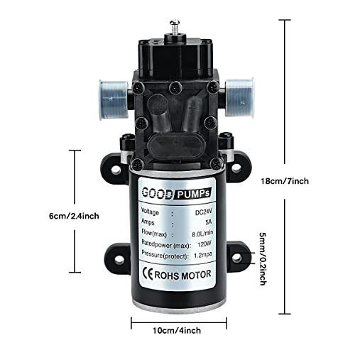 COVVY DC 24V 120W Water Pump 170PSI High Pressure Diaphragm Pump 2GPM Self Priming Water Pump for RV Caravan Boat Marine by COVVY - Image 2