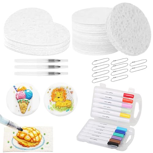 Pluvyze 20 PCS Magic Puffy Paint Puffy Paint 3D Drawing Magic Canvas Sponge 12 Farben Stifte Und 3 Wasserstifte und 10 Perlenketten Pluvyze 20 PCS Magic Puffy Paint Puffy Paint 3D Drawing Magic Canvas Sponge 12 Farben Stifte Und 3 Wasserstifte und 10 Perlenketten