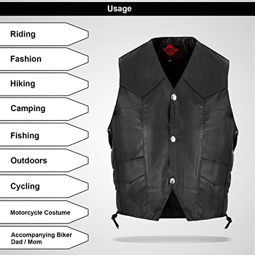 Alpha Cycle Gear Children's Leather Motorcycle Vest For Boys & Girls - Soa Biker's Riding Club Style - 3 To 10 Years Old Kids Vest - Xl - Black (Kv-22) #TOP3