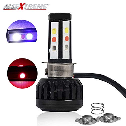 Image of AllExtreme EX9Y4A1 3 Side LED Headlight Bulb with Cooling Fan and Canbus Head lamp Conversion Kit for Bike Car SUV and Motorcycles (40W, White Blue and Red)