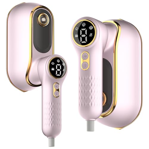 Image of NIASSO Travel Steamer, 1200W Portable Handheld Fabric Steamer for Clothes | 4Modes with LCD Display, Powerful Wrinkle Remover, 150ML Water Tank, 10S Fast Heat-Up, 120V Only (Not for Europe), Pink