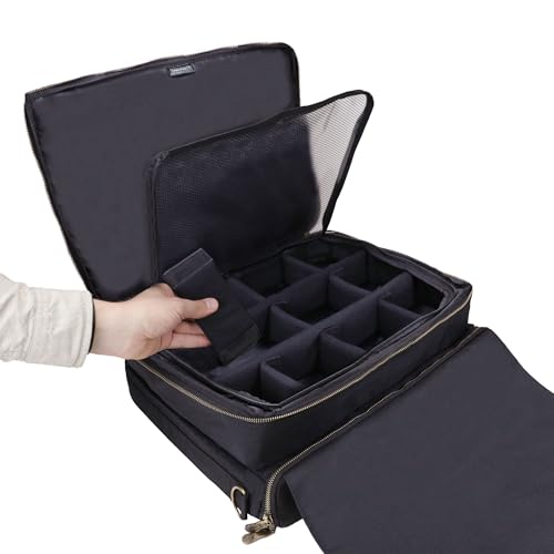 Image of ENHANCE MTG Bag Compatible with Deck Box, Top Loader Binder, MTG Commander Deck & more TCG Trading Card Accessories - Trading Card Travel Bag with Card Defender Screen, Customizable Interior (Black)