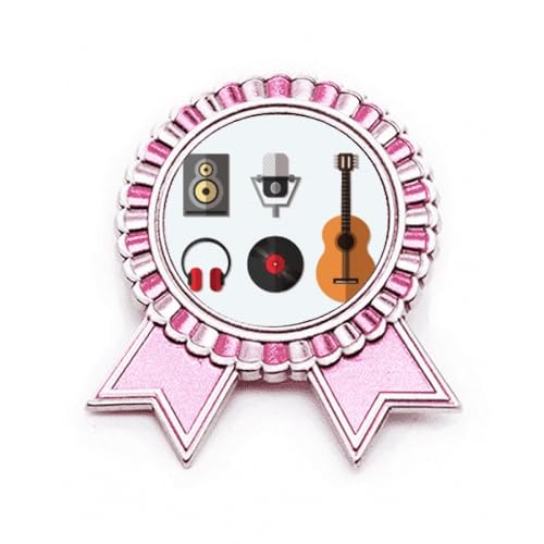 Broche casque de guitare CD microphe rose parfaite pour les festivals d été