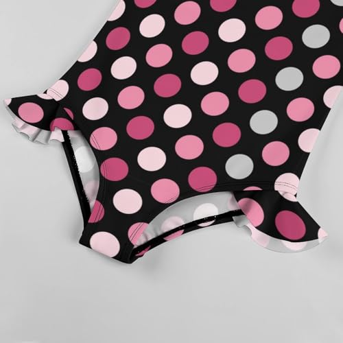 Image of Girls One Piece Swimsuit Polka Dots Ruffles Swimwear Bathing Suits 3-12 Years