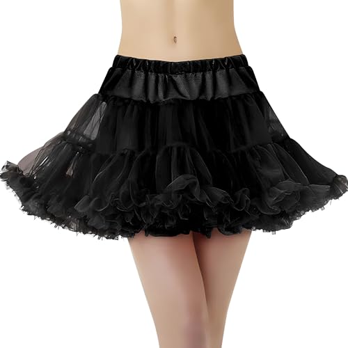 Womens Black Tulle Petticoat Skirt (Adult Standard) - 1 Pc.