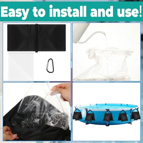 Jenaai 4 Pack Pool Cover Weights with Hooks Leakproof Swimming Pool Cover Hanging Water Bag Heavy Duty Woven Cloth Winter Tarp Weights for Above Ground Round Oval Rectangular Irregular Closing Kit