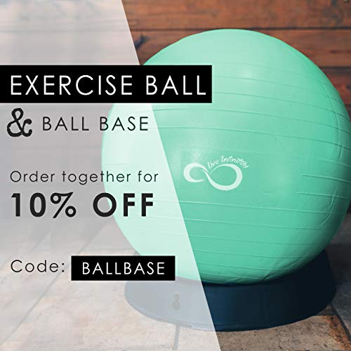 Live Infinitely Exercise Ball (55cm-95cm) Extra Thick Professional Grade Balance & Stability Ball- Anti Burst Tested Supports 2200lbs- Includes Hand Pump & Workout Guide Access (Mint, 75 cm) - Thumbnail 6