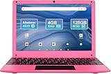 ZHAOHUIXIN Mini Laptop 10.1 inch Android 14, 4GB RAM, 128GB EMMC, Small Computer HD IPS Display, 1280x800 Pixel, Portable Netbook with Allwinner A523 CPU Pink