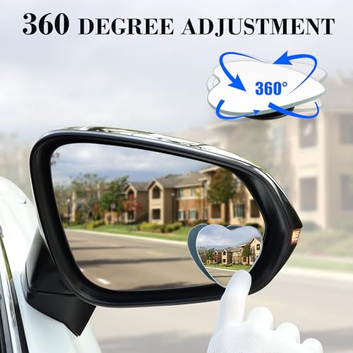 image for LivTee Blind Spot Mirrors, Heart Shaped HD Glass Frameless Convex Rear
