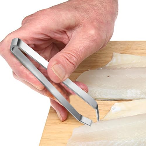 Fish Bone Tongs - Fish Tweezers, Bone Remover, Fishbone Cleaner | Meat Hair Remover with Thickening Steel, Fishbone Tool with Flat Oblique Mouth Design for Easy Removal of Fish Bones and Scales