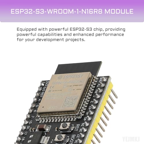YEJMKJ 3pcs ESP32 S3 Development Board ESP32-S3-DevKitC-1-N16R8 WiFi + Bluetooth MCU Module, Dual Type-C ESP32-S3-WROOM-1 Cores Microcontroller Processor Integrates Complete Wi-Fi and BLE Functions by YEJMKJ - Image 3
