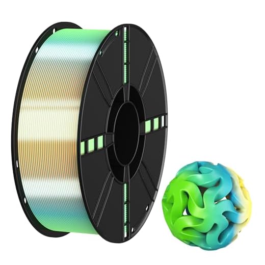 KELEIDI Silk PLA Filament 1.75mm Dual-Color and Three-Color PLA 3D Printer Filament 2-in-1 co-Extrusion 1KG Spool (2.2 pounds) 3D Printing Material (Blue Green Gold)