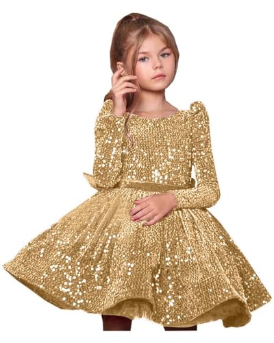 Velvet Sequin Flower Girl Dress Puffy Layers Birthday Party Dress Knee Length Princess Birthday Party for Girls FAY21