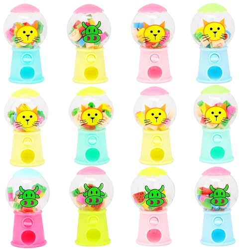 Simpatiche Gomme da Cancellare，Forma di Animale Gomme，Mini Gomme da Cancellare，12 Egg Twisting Machine Frutta gomme，Interessante Cancelleria Gomma，Regalo per Bambini e per San Valentino