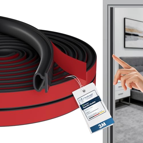 shinfly 3m Draught Excluder for Doors, Self-Adhesive Draft Excluder Strip, High-Elasticity Rubber Door Sealing Strip, Used for Insulation in Doors & Windows, Effective Sealing and Shockproof（Black