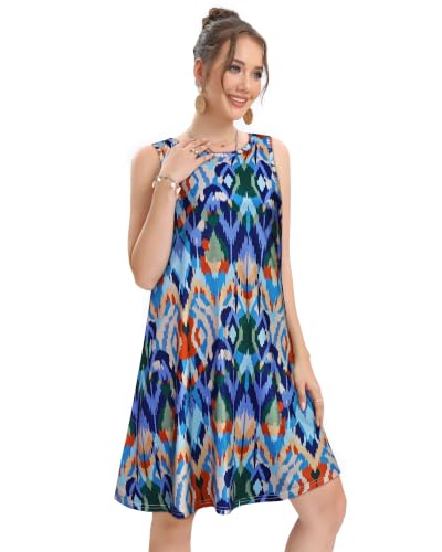 Image of elescat Women's Summer Dresses Casual Sleeveless Loose Sundress with Pocket