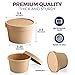 [50 Pack] 12 oz Kraft Compostable Paper Food Cup with Vented Lid - Brown Rolled Rim Storage Bucket, Hot or Cold Dish To Go Packaging, Ramen Soup Stews Salad Frozen Dessert Yogurt Ice Cream Container