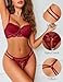 Avidlove Women Lace Panties Floral Lace Briefs Mesh Hollow Out G-String Thongs T-back Underwear Black/Wine Red L