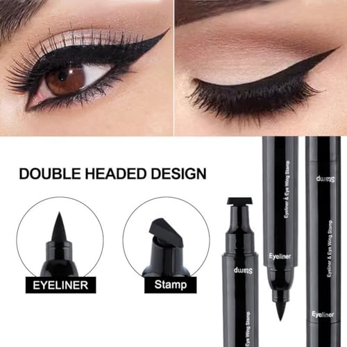 2 in 1 Winged Eyeliner Stamp,Beauty Cat Eye Stamp,Liquid Wing Cat Eye Stamp,Waterproof Liquid Eyeliner Pencil,Long Lasting Wing Liquid Eye Liner Pen,Smudgeproof Winged Eyeliner Pencil Easy to Use - Image 8