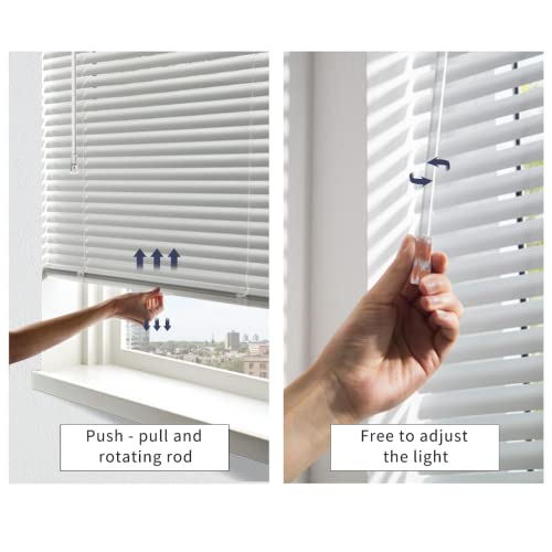 Dongluy Cordless No Drill Shades For Window, 1'' Slat Horizontal Mini Camper Blinds For Window Inside Mount, Size 35" W X 64" H, Black #TOP4