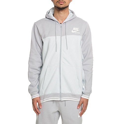 Nike Mens M NSW Hoodie FZ FLC Archive 941853-012_XL - Wolf Grey/Pure Platinum/Summit White