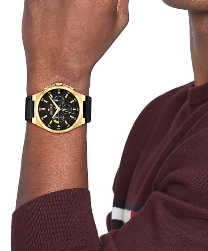 Image of Tommy Hilfiger Quartz Multifunction Black dial Leather Strap Watch for Men-TH1792086
