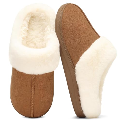 Image of Evshine Women's Memory Foam Fuzzy Slippers Cozy House Shoes