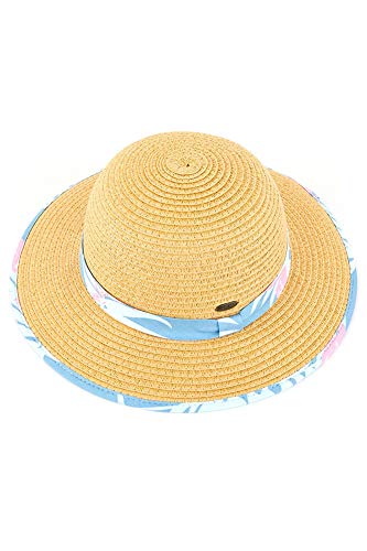 JINS CLOSET Children Kids Girls Boys 2-9 Years Flamingo Print Fabric Brim Straw Floppy Beach Summer Sun Hat